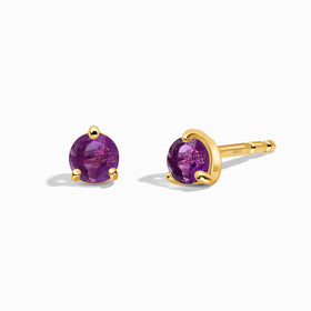 Amethyst Round Studs - February Birthstone