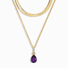 Amethyst Birthstone Sway Necklace & Herringbone Chain