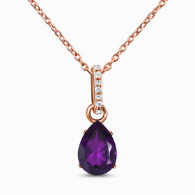 Fine Amethyst Lab Diamond Necklace Sway - February Birthstone