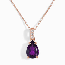 Amethyst Diamond Necklace Sway - February Birthstone