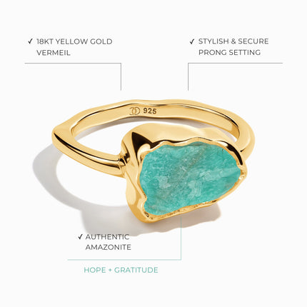 Raw Crystal Ring - Sacred Amazonite