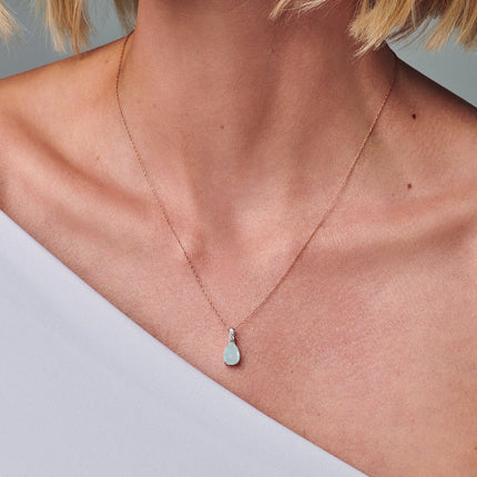 Aquamarine Lab Diamond Necklace Sway - March Birthstone