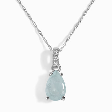 Aquamarine Diamond Necklace Sway - March Birthstone