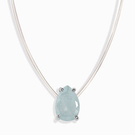 Aquamarine Necklace Floating Sway - March Birthstone