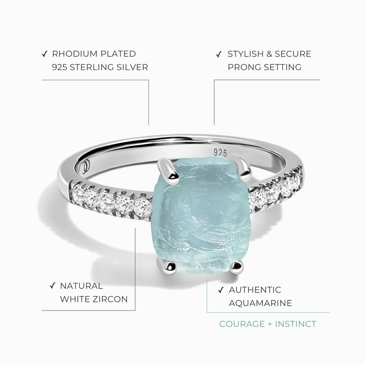 Raw Crystal Ring - Ritzy Aquamarine – Moon Magic