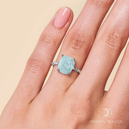 Raw Aquamarine Ring, Aquamarine Crystal Ring, Raw Crystal Ring, March Birthstone Ring, Gold Aquamarine Ring, Silver Aquamarine 2024 Ring