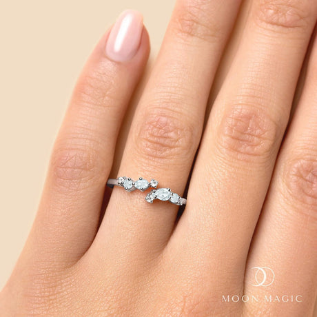 Adjustable Aquamarine Ring Flourish - March Birthstone