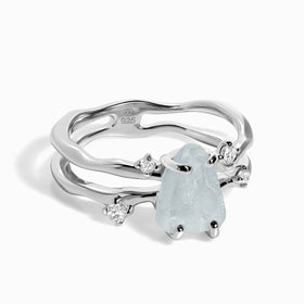 Raw Crystal Ring - Flow Aquamarine