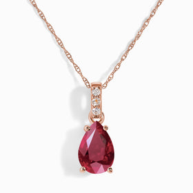 Ruby Diamond Necklace Sway - July Birthstone