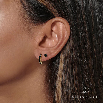 Black Onyx Hoop Earring Set - High Vibes