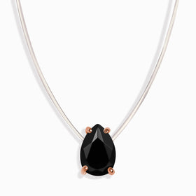 Black Onyx Necklace Floating Sway - December Birthstone