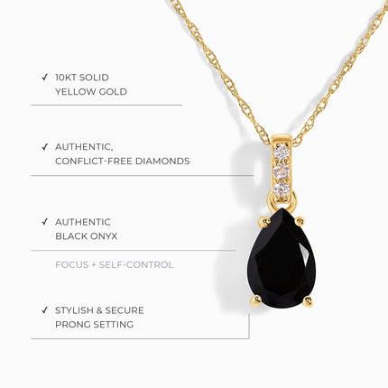 Black Onyx Diamond Necklace Sway - December Birthstone