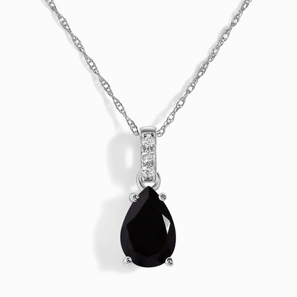 Black Onyx Lab Diamond Necklace Sway - December Birthstone
