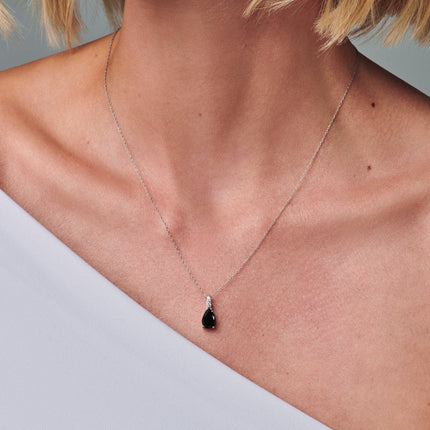 Black Onyx Diamond Necklace Sway - December Birthstone