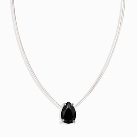 Black Onyx Necklace Floating Sway - December Birthstone