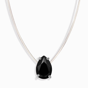 Black Onyx Necklace Floating Sway - December Birthstone