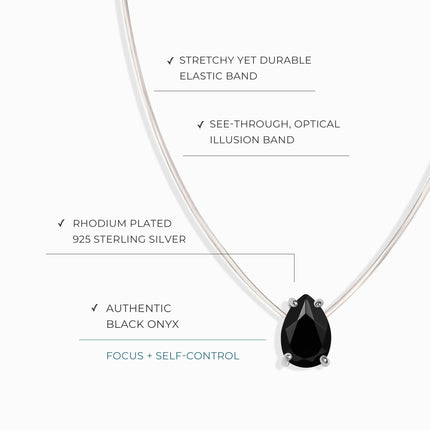 Black Onyx Necklace Floating Sway - December Birthstone