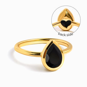 Black Obsidian Ring - Hidden Heart