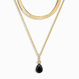 Black Obsidian Sway Necklace & Herringbone Chain