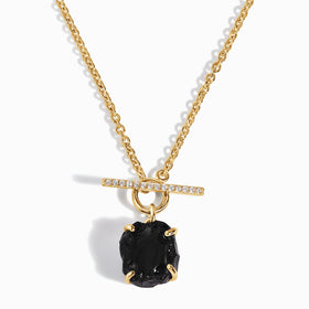 Raw Crystal Necklace - Black Obsidian T-Lock