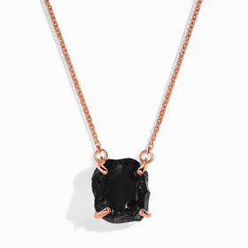 Raw Crystal Necklace - Black Obsidian 'Strength'