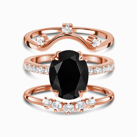 Black Obsidian Harlow Ring & Wreath Band & Archer Band