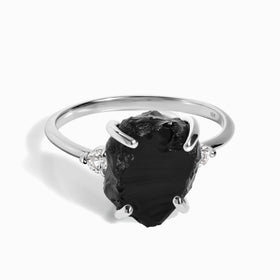 Men's Statement Ring Natural Diamonds & Gemstone in Solid Silver | JFM Ruby
