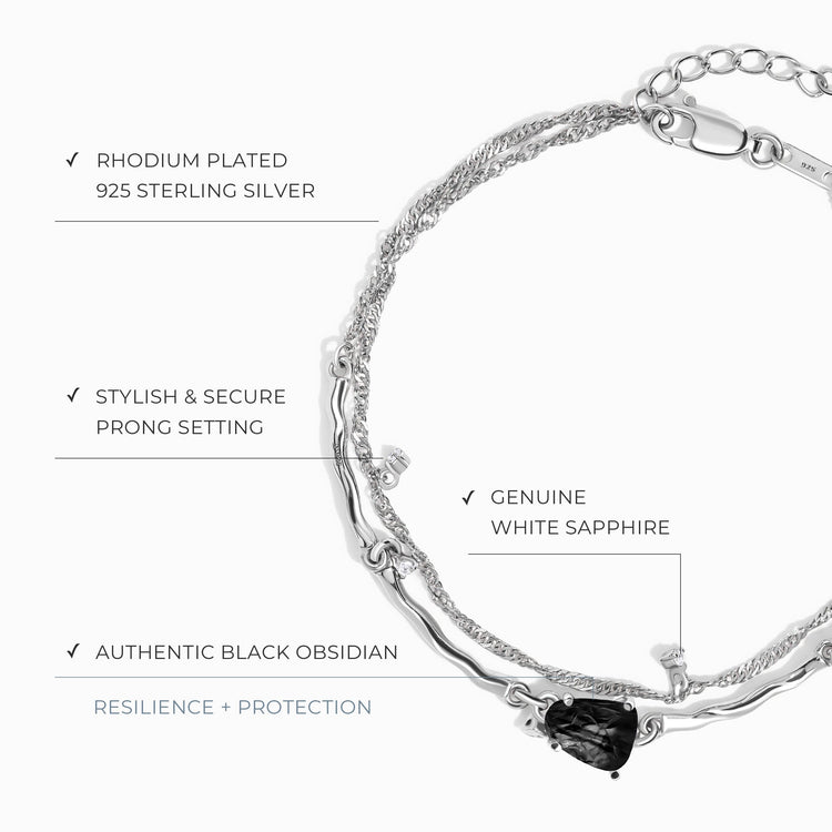 Obsidian & Pyrite Protection Bracelet Bracelet - DharmaShop