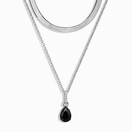 Black Obsidian Sway Necklace & Herringbone Chain