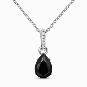 Fine Black Onyx Lab Diamond Necklace Sway - December Birthstone