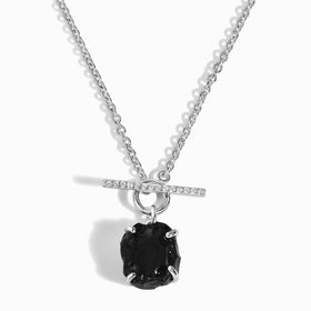 Raw Crystal Necklace - Black Obsidian T-Lock