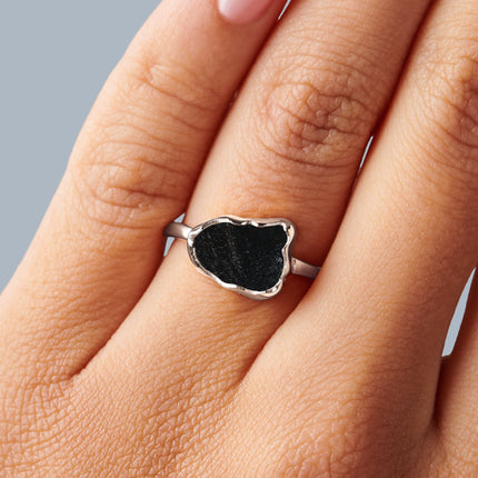 Raw Crystal Ring - Sacred Black Obsidian