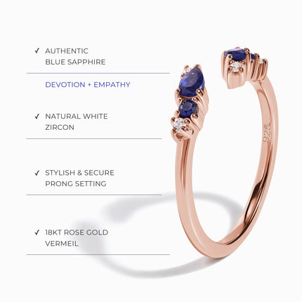 Adjustable Blue Sapphire Ring Flourish - September Birthstone