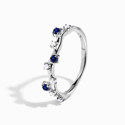 Blue Sapphire Solid Gold Ring - Stardust Band