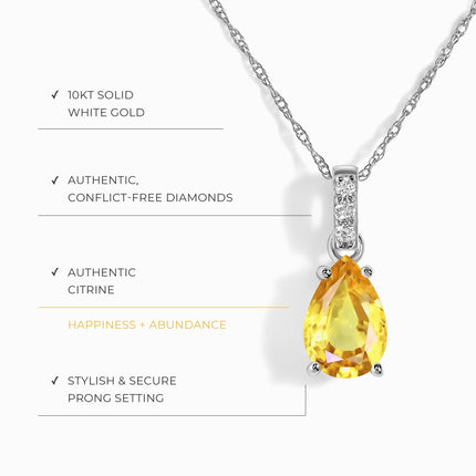 Citrine Diamond Necklace Sway - November Birthstone