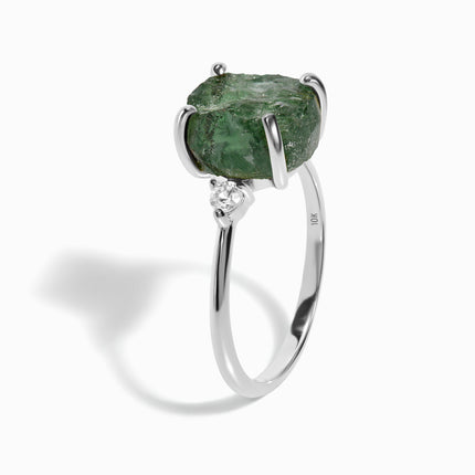 Green Apatite Diamond Ring - Raw Allure