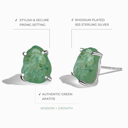 Raw Crystal Studs - Green Apatite Studs