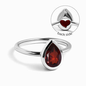 Garnet Ring - Hidden Heart