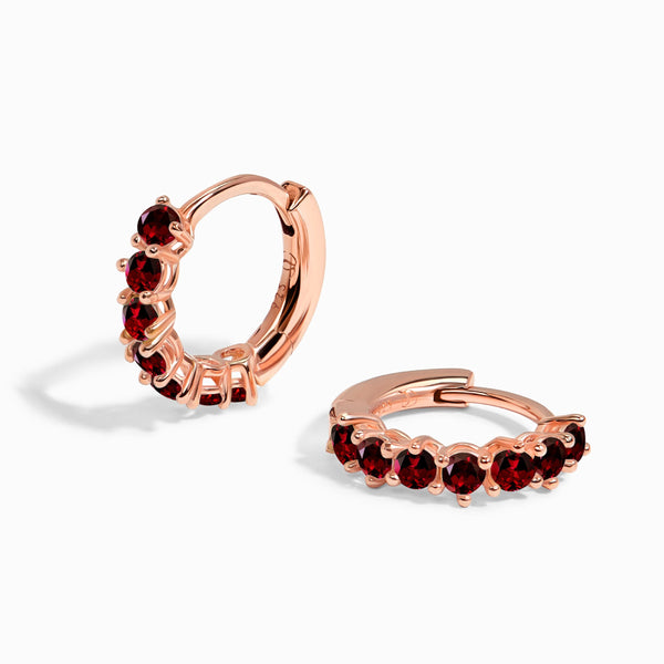 Store Garnet gemstone gold hoop earrings