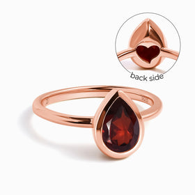 Garnet Ring - Hidden Heart