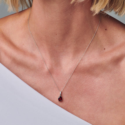 Garnet Diamond Necklace Sway - January Birthstone