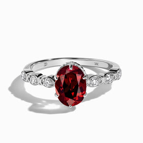 Garnet Lab Diamond Ring - Mirth