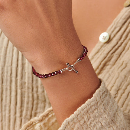 Rhodolite Garnet T-Lock Beads Bracelet - Raise Your Vibrations
