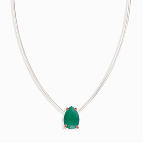 Green Onyx Necklace Floating Sway - May Birthstone