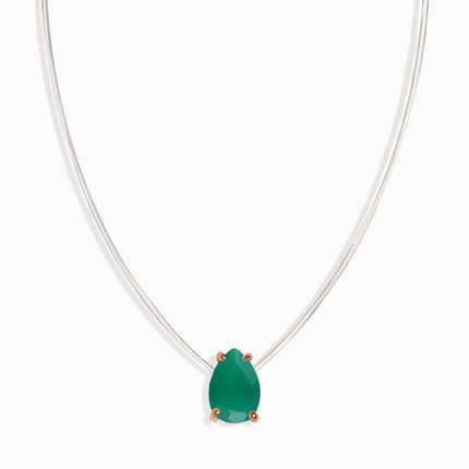 Green Onyx Necklace Floating Sway - May Birthstone