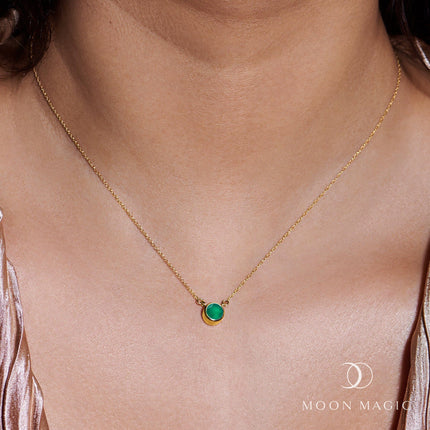 Green Onyx Necklace - Solitaire