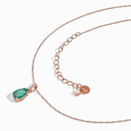 Green Onyx Diamond Necklace Sway - May Birthstone