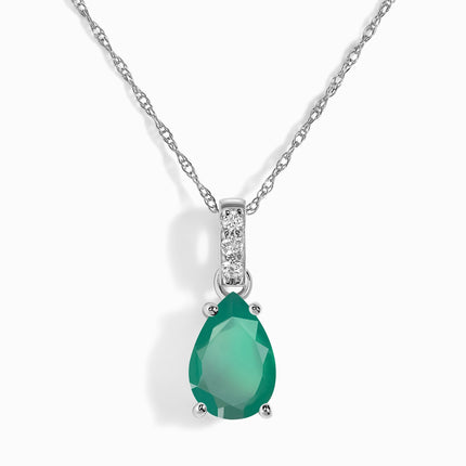 Green Onyx Diamond Necklace Sway - May Birthstone