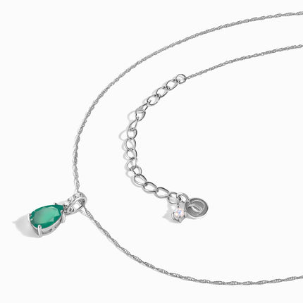 Green Onyx Lab Diamond Necklace Sway - May Birthstone