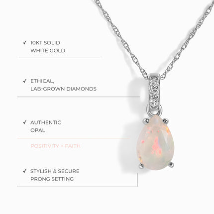 Opal Lab Diamond Necklace Sway - October Birthstone